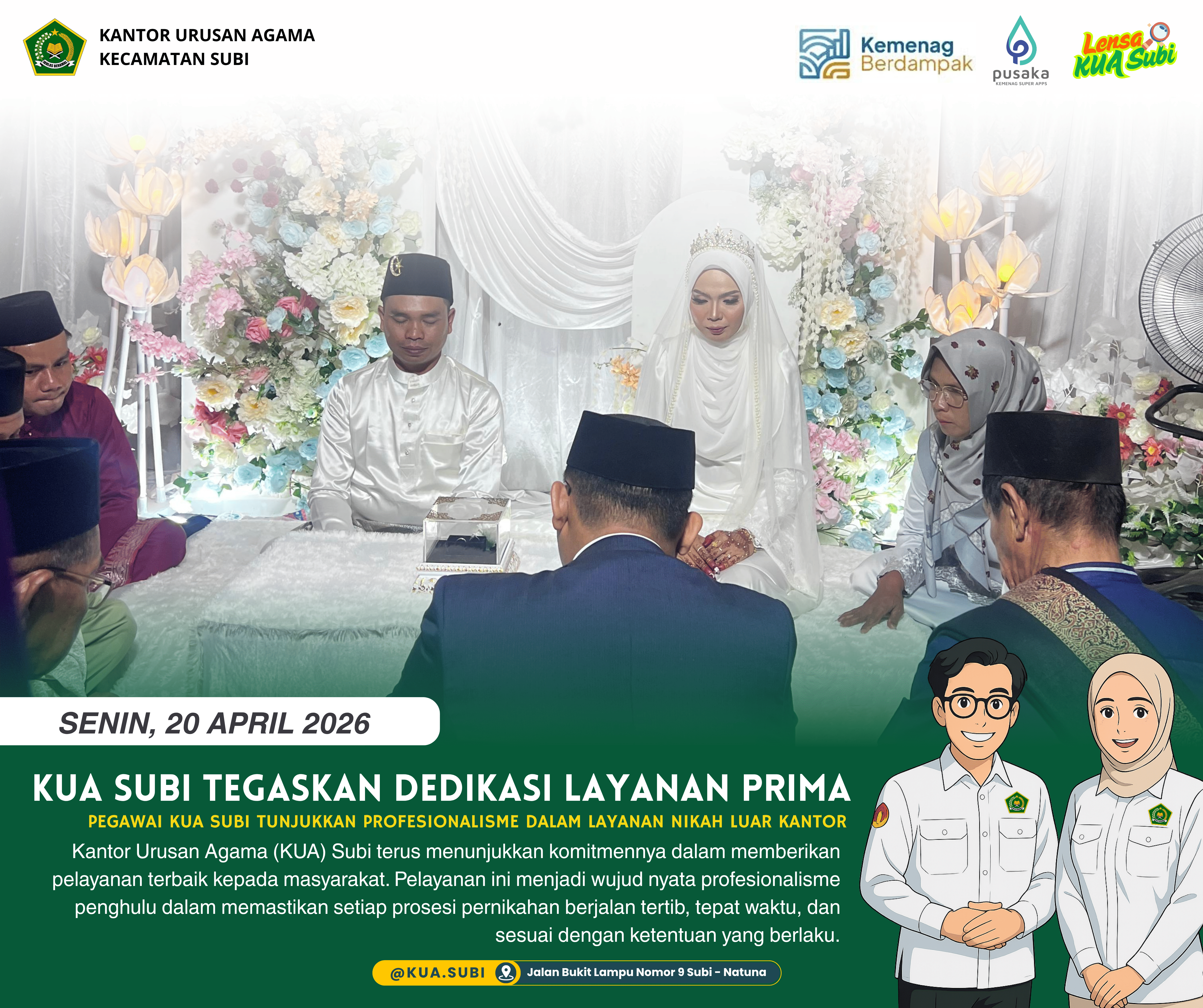 KUA Subi Tegaskan Layanan Prima, Penghulu Tunjukkan Profesionalisme dalam Nikah Luar Kantor